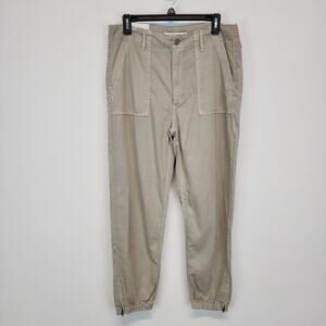 Joes Jogger Pants Size 30" Beige Ankle Zip Casual Relaxed Fit Cotton Lyocell